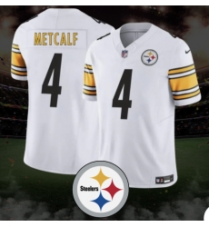 Men Pittsburgh Steelers 4 DK Metcalf 2025 White Vapor Stitched Football Jersey Men Pittsburgh Steelers 4 DK Metcalf 2025 White Vapor Stitched Football Jersey