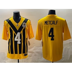 Men Pittsburgh Steelers 4 DK Metcalf Gold 1933 Throwback Alternate Stitched Football Jersey