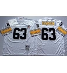 Men Pittsburgh Steelers 63 Dermontti Dawson White M&N Throwback Jersey Men Pittsburgh Steelers 63 Dermontti Dawson White M&N Throwback Jersey