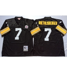 Men Pittsburgh Steelers 7 Ben Roethlisberger Black M&N Throwback Jersey Men Pittsburgh Steelers 7 Ben Roethlisberger Black M&N Throwback Jersey