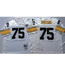 Men Pittsburgh Steelers 75 Joe Greene White M&N Throwback Jersey Men Pittsburgh Steelers 75 Joe Greene White M&N Throwback Jersey