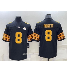 Men Pittsburgh Steelers 8 Kenny Pickett Black Color Rush Stitched Jersey Men Pittsburgh Steelers 8 Kenny Pickett Black Color Rush Stitched Jersey