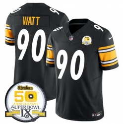 Men Pittsburgh Steelers 90 T J Watt Black 2024 F U S E 50th Anniversary Of Super Bowl IX Alternate Vapor Untouchable Limited Stitched Jersey