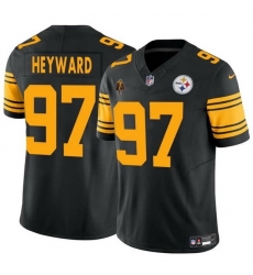 Men Pittsburgh Steelers 97 Cameron Heyward Black F U S E With Walter Payton Patch Color Rush Limited Stitched Jersey Men Pittsburgh Steelers 97 Cameron Heyward Black F U S E With Walter Payton Patch Color Rush Limited Stitched Jersey