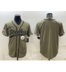 Men Pittsburgh Steelers Blank Olive Salute To Service Cool Base Stitched Baseball Jersey Men Pittsburgh Steelers Blank Olive Salute To Service Cool Base Stitched Baseball Jersey