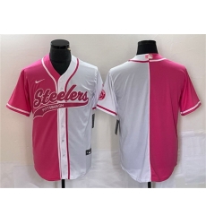 Men Pittsburgh Steelers Blank White Pink Split Cool Base Stitched Baseball Jersey Men Pittsburgh Steelers Blank White Pink Split Cool Base Stitched Baseball Jersey