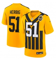 Men Pittsburgh Steelers Nick Herbig 51 Gold 1933 F U S E Throwback Alternate Football Stitched Football Jersey Men Pittsburgh Steelers Nick Herbig 51 Gold 1933 F U S E Throwback Alternate Football Stitched Football Jersey