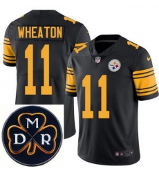 Men's Nike Pittsburgh Steelers #11 Markus Wheaton Elite Black Rush NFL MDR Dan Rooney Patch Jersey Men's Nike Pittsburgh Steelers #11 Markus Wheaton Elite Black Rush NFL MDR Dan Rooney Patch Jersey