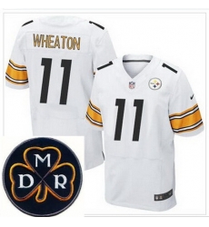 Men's Nike Pittsburgh Steelers #11 Markus Wheaton White NFL Elite MDR Dan Rooney Patch Jersey Men's Nike Pittsburgh Steelers #11 Markus Wheaton White NFL Elite MDR Dan Rooney Patch Jersey