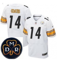 Men's Nike Pittsburgh Steelers #14 Sammie Coates White Stitched NFL Elite MDR Dan Rooney Patch Jersey Men's Nike Pittsburgh Steelers #14 Sammie Coates White Stitched NFL Elite MDR Dan Rooney Patch Jersey