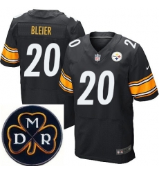 Men's Nike Pittsburgh Steelers #20 Rocky Bleier Black Team Color NFL Elite MDR Dan Rooney Patch Jersey Men's Nike Pittsburgh Steelers #20 Rocky Bleier Black Team Color NFL Elite MDR Dan Rooney Patch Jersey