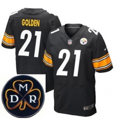 Men's Nike Pittsburgh Steelers #21 Robert Golden Elite Black NFL MDR Dan Rooney Patch Jersey Men's Nike Pittsburgh Steelers #21 Robert Golden Elite Black NFL MDR Dan Rooney Patch Jersey