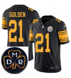 Men's Nike Pittsburgh Steelers #21 Robert Golden Elite Black Rush NFL MDR Dan Rooney Patch Jersey Men's Nike Pittsburgh Steelers #21 Robert Golden Elite Black Rush NFL MDR Dan Rooney Patch Jersey