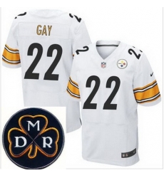 Men's Nike Pittsburgh Steelers #22 William Gay White Stitched NFL Elite MDR Dan Rooney Patch Jersey Men's Nike Pittsburgh Steelers #22 William Gay White Stitched NFL Elite MDR Dan Rooney Patch Jersey