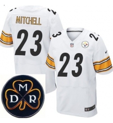 Men's Nike Pittsburgh Steelers #23 Mike Mitchell White Stitched NFL Elite MDR Dan Rooney Patch Jersey Men's Nike Pittsburgh Steelers #23 Mike Mitchell White Stitched NFL Elite MDR Dan Rooney Patch Jersey