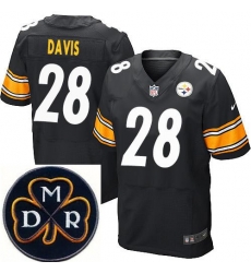 Men's Nike Pittsburgh Steelers #28 Sean Davis Black Team Color Stitched NFL Elite MDR Dan Rooney Patch Jersey Men's Nike Pittsburgh Steelers #28 Sean Davis Black Team Color Stitched NFL Elite MDR Dan Rooney Patch Jersey