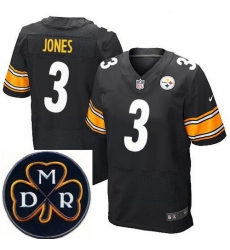 Men's Nike Pittsburgh Steelers #3 Landry Jones Black NFL Elite MDR Dan Rooney Patch Jersey Men's Nike Pittsburgh Steelers #3 Landry Jones Black NFL Elite MDR Dan Rooney Patch Jersey