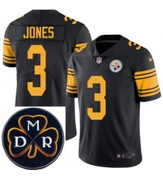Men's Nike Pittsburgh Steelers #3 Landry Jones Elite Black Rush NFL MDR Dan Rooney Patch Jersey Men's Nike Pittsburgh Steelers #3 Landry Jones Elite Black Rush NFL MDR Dan Rooney Patch Jersey
