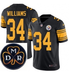 Men's Nike Pittsburgh Steelers #34 DeAngelo Williams Elite Black Rush NFL MDR Dan Rooney Patch Jersey Men's Nike Pittsburgh Steelers #34 DeAngelo Williams Elite Black Rush NFL MDR Dan Rooney Patch Jersey