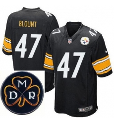 Men's Nike Pittsburgh Steelers #47 Mel Blount Elite Black NFL MDR Dan Rooney Patch Jersey Men's Nike Pittsburgh Steelers #47 Mel Blount Elite Black NFL MDR Dan Rooney Patch Jersey