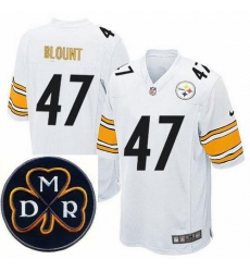 Men's Nike Pittsburgh Steelers #47 Mel Blount Elite White NFL MDR Dan Rooney Patch Jersey Men's Nike Pittsburgh Steelers #47 Mel Blount Elite White NFL MDR Dan Rooney Patch Jersey
