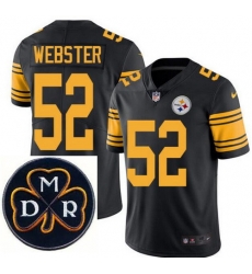 Men's Nike Pittsburgh Steelers #52 Mike Webster Elite Black Rush NFL MDR Dan Rooney Patch Jersey Men's Nike Pittsburgh Steelers #52 Mike Webster Elite Black Rush NFL MDR Dan Rooney Patch Jersey