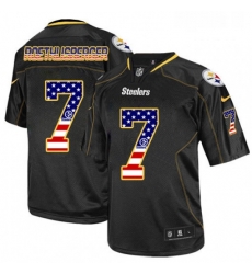 Mens Nike Pittsburgh Steelers 7 Ben Roethlisberger Elite Black USA Flag Fashion NFL Jersey Mens Nike Pittsburgh Steelers 7 Ben Roethlisberger Elite Black USA Flag Fashion NFL Jersey