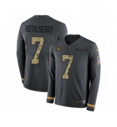 Mens Nike Pittsburgh Steelers 7 Ben Roethlisberger Limited Black Salute to Service Therma Long Sleeve NFL Jersey Mens Nike Pittsburgh Steelers 7 Ben Roethlisberger Limited Black Salute to Service Therma Long Sleeve NFL Jersey