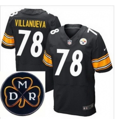 Men's Nike Pittsburgh Steelers #78 Alejandro Villanueva Black Team Color Stitched NFL Elite MDR Dan Rooney Patch Jersey Men's Nike Pittsburgh Steelers #78 Alejandro Villanueva Black Team Color Stitched NFL Elite MDR Dan Rooney Patch Jersey