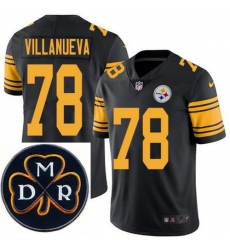 Men's Nike Pittsburgh Steelers #78 Alejandro Villanueva Elite Black Rush NFL MDR Dan Rooney Patch Jersey Men's Nike Pittsburgh Steelers #78 Alejandro Villanueva Elite Black Rush NFL MDR Dan Rooney Patch Jersey