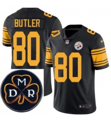 Men's Nike Pittsburgh Steelers #80 Jack Butler Elite Black Rush NFL MDR Dan Rooney Patch Jersey Men's Nike Pittsburgh Steelers #80 Jack Butler Elite Black Rush NFL MDR Dan Rooney Patch Jersey