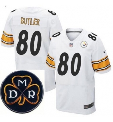Men's Nike Pittsburgh Steelers #80 Jack Butler Elite White NFL MDR Dan Rooney Patch Jersey Men's Nike Pittsburgh Steelers #80 Jack Butler Elite White NFL MDR Dan Rooney Patch Jersey