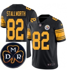 Men's Nike Pittsburgh Steelers #82 John Stallworth Elite Black Rush NFL MDR Dan Rooney Patch Jersey Men's Nike Pittsburgh Steelers #82 John Stallworth Elite Black Rush NFL MDR Dan Rooney Patch Jersey