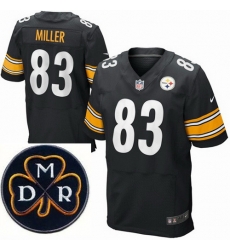 Men's Nike Pittsburgh Steelers #83 Heath Miller Black Stitched NFL Elite MDR Dan Rooney Patch Jersey Men's Nike Pittsburgh Steelers #83 Heath Miller Black Stitched NFL Elite MDR Dan Rooney Patch Jersey