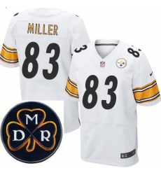 Men's Nike Pittsburgh Steelers #83 Heath Miller White Stitched NFL Elite MDR Dan Rooney Patch Jersey Men's Nike Pittsburgh Steelers #83 Heath Miller White Stitched NFL Elite MDR Dan Rooney Patch Jersey