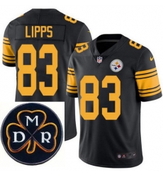 Men's Nike Pittsburgh Steelers #83 Louis Lipps Elite Black Rush NFL MDR Dan Rooney Patch Jersey Men's Nike Pittsburgh Steelers #83 Louis Lipps Elite Black Rush NFL MDR Dan Rooney Patch Jersey