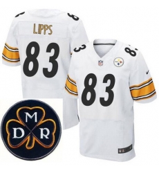 Men's Nike Pittsburgh Steelers #83 Louis Lipps Elite White NFL MDR Dan Rooney Patch Jersey Men's Nike Pittsburgh Steelers #83 Louis Lipps Elite White NFL MDR Dan Rooney Patch Jersey