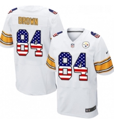 Mens Nike Pittsburgh Steelers 84 Antonio Brown Elite White Road USA Flag Fashion NFL Jersey Mens Nike Pittsburgh Steelers 84 Antonio Brown Elite White Road USA Flag Fashion NFL Jersey