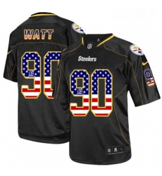 Mens Nike Pittsburgh Steelers 90 T J Watt Elite Black USA Flag Fashion NFL Jersey Mens Nike Pittsburgh Steelers 90 T J Watt Elite Black USA Flag Fashion NFL Jersey