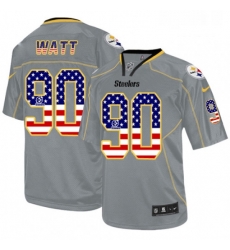 Mens Nike Pittsburgh Steelers 90 T J Watt Elite Grey USA Flag Fashion NFL Jersey Mens Nike Pittsburgh Steelers 90 T J Watt Elite Grey USA Flag Fashion NFL Jersey