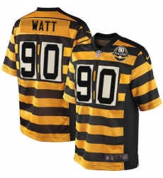 Mens Nike Pittsburgh Steelers 90 T J Watt Elite YellowBlack Alternate 80TH Anniversary Throwback NFL Jersey Mens Nike Pittsburgh Steelers 90 T J Watt Elite YellowBlack Alternate 80TH Anniversary Throwback NFL Jersey