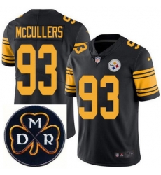 Men's Nike Pittsburgh Steelers #93 Dan McCullers Elite Black Rush NFL MDR Dan Rooney Patch Jersey Men's Nike Pittsburgh Steelers #93 Dan McCullers Elite Black Rush NFL MDR Dan Rooney Patch Jersey