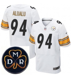 Men's Nike Pittsburgh Steelers #94 Tyson Alualu White NFL Elite MDR Dan Rooney Patch Jersey Men's Nike Pittsburgh Steelers #94 Tyson Alualu White NFL Elite MDR Dan Rooney Patch Jersey