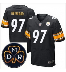 Men's Nike Pittsburgh Steelers #97 Cameron Heyward Black Team Color Stitched NFL Elite MDR Dan Rooney Patch Jersey Men's Nike Pittsburgh Steelers #97 Cameron Heyward Black Team Color Stitched NFL Elite MDR Dan Rooney Patch Jersey