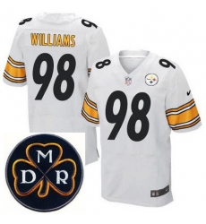 Men's Nike Pittsburgh Steelers #98 Vince Williams Elite White Rush NFL MDR Dan Rooney Patch Jersey Men's Nike Pittsburgh Steelers #98 Vince Williams Elite White Rush NFL MDR Dan Rooney Patch Jersey