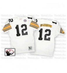 Mitchell And Ness Pittsburgh Steelers 12 Terry Bradshaw White Authentic Throwback NFL Jersey Mitchell And Ness Pittsburgh Steelers 12 Terry Bradshaw White Authentic Throwback NFL Jersey