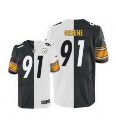 Nike Steelers #91 Kevin Greene White Black Mens Stitched NFL Elite Split Jersey Nike Steelers #91 Kevin Greene White Black Mens Stitched NFL Elite Split Jersey