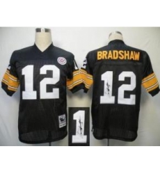 Pittsburgh Steelers 12 Bradshaw Black Throwback M&N Signed NFL Jerseys Pittsburgh Steelers 12 Bradshaw Black Throwback M&N Signed NFL Jerseys