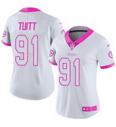 Nike Steelers #91 Stephon Tuitt White Pink Womens Stitched NFL Limited Rush Fashion Jersey Nike Steelers #91 Stephon Tuitt White Pink Womens Stitched NFL Limited Rush Fashion Jersey