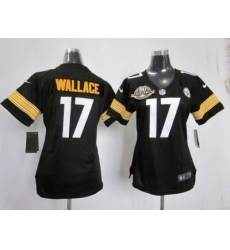 Women Nike Pittsburgh Steelers #17 Mike Wallace Black NFL Jersey W 80TH P-atch Women Nike Pittsburgh Steelers #17 Mike Wallace Black NFL Jersey W 80TH P-atch